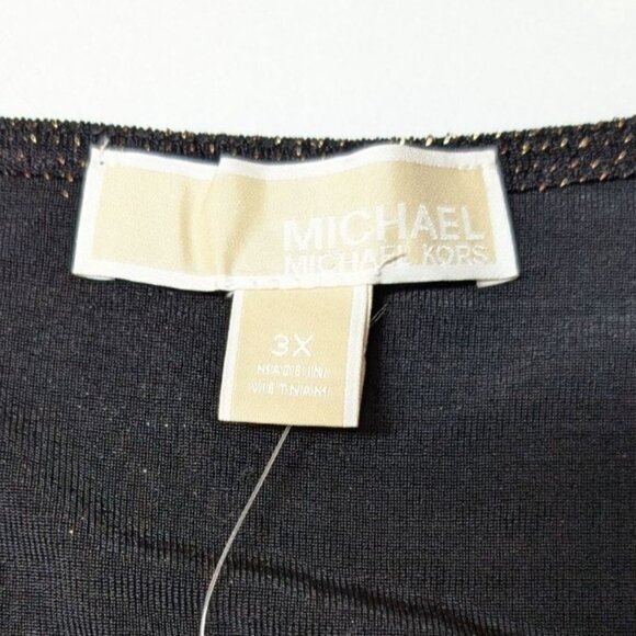 Michael Kors Metallic Tiered Dress NWT Size 3X Glam NYE Party Black Gold - Picture 3 of 9